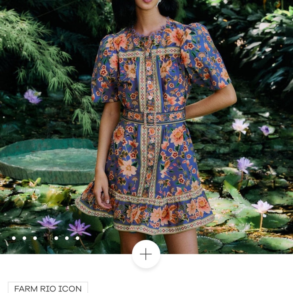 Farm Rio Icon Floral Dress - Blue and Orange